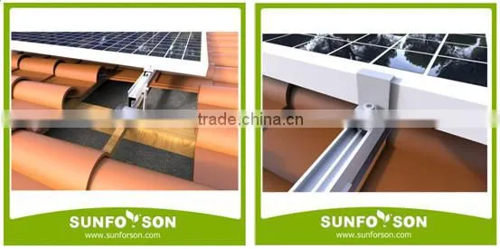 Pitched tile roof solar panel structure
