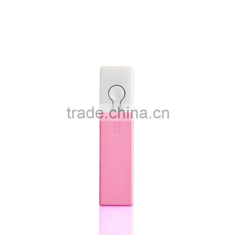 TPOS Lipstick power bank mini battery pack smart slim mobile charger with 2000mah for mobiles,MP3,MP4,electron