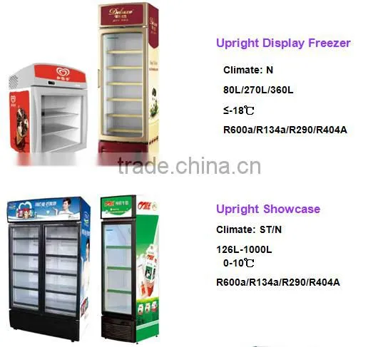 200L-650L Commercial Flat Glass Chest Showcase for Ice Cream