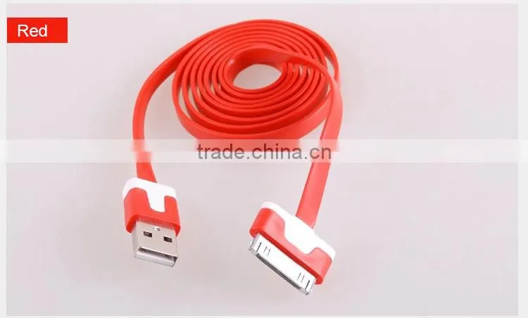 Noodle flat usb data charger cable for iphone 4