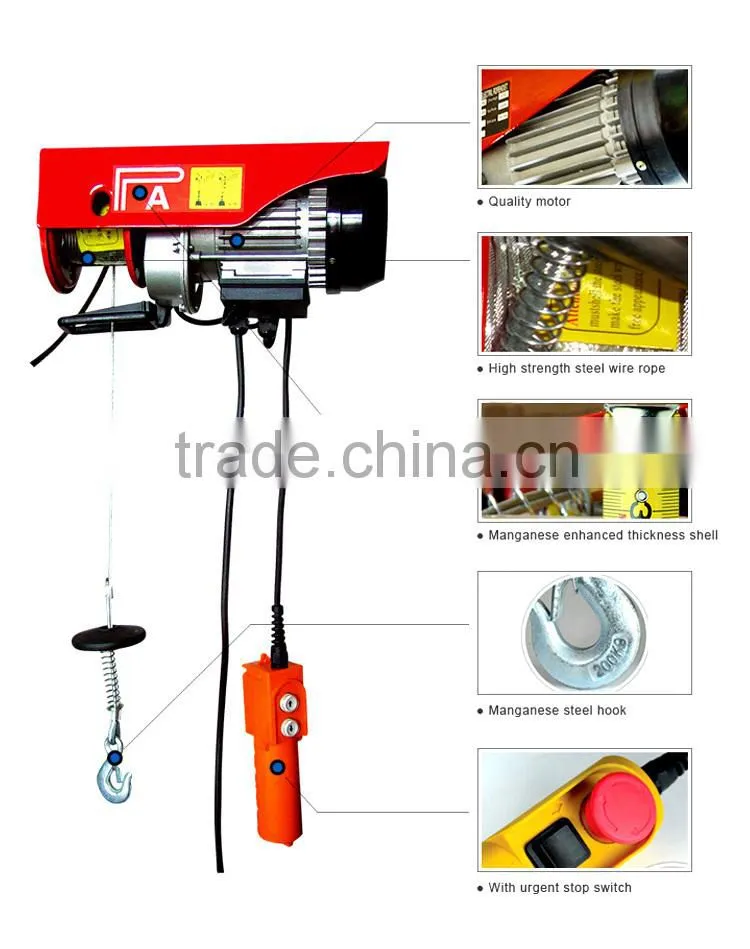 2014 promotion wire rope small electric winch electric hoist crane