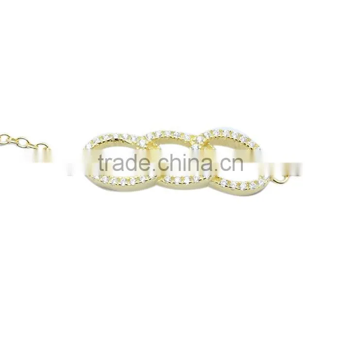 fashion CZ jewelry wholesale round stone 925 sterling silver bracelet