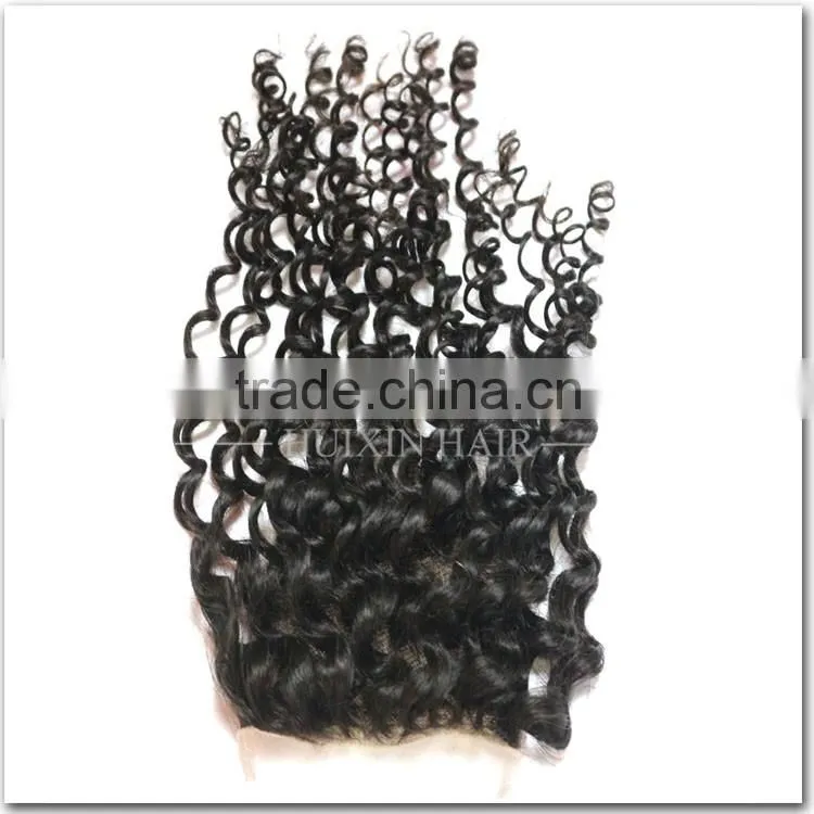 Cheap grade 6A 100% remy baby curly lace closure 4x4 brazilian hair lace closure