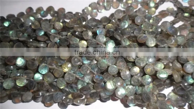 Labradorite Coin Faceted side drill