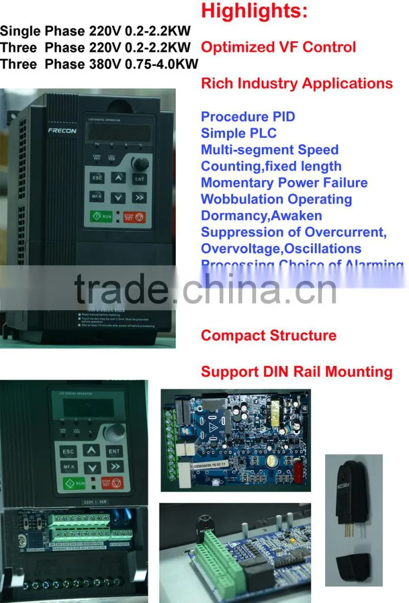 Speed Control Special Application Wiring 2/3 Phase input EMC Filter 0.7KW Vector Control vfd, ac drive, frequency inverter