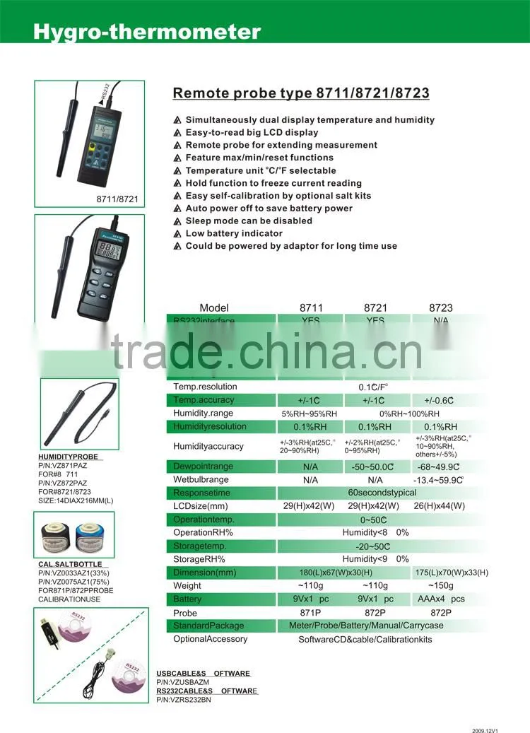 AZ8721 Multifunctional Remote Probe Type Hygro-thermometer With Alarm System