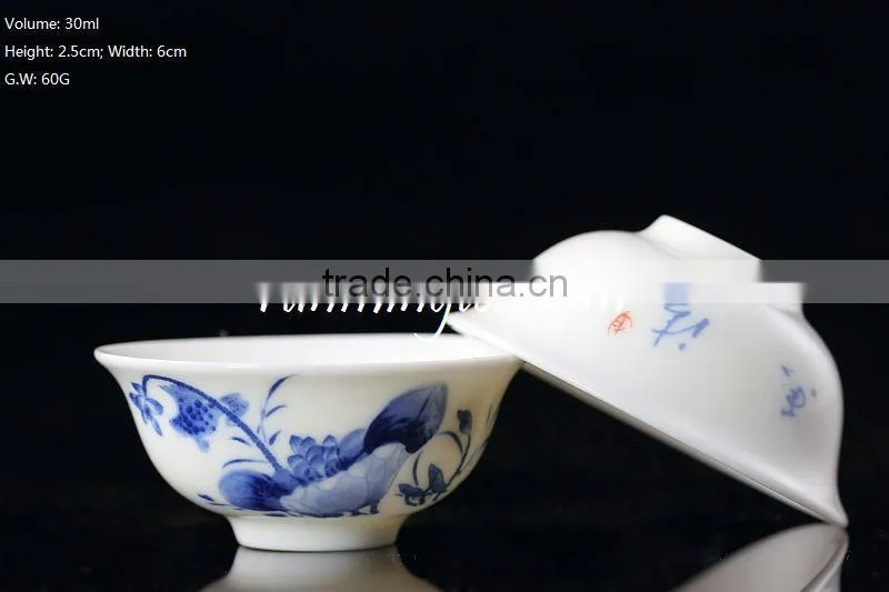 blue peony ceramic tea cup, 30cc/cup