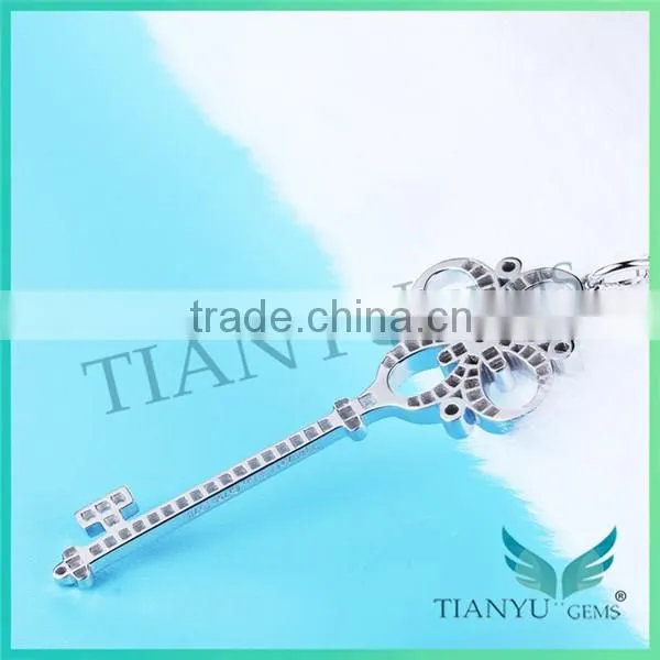 925 Sterling Silver Key Style Necklace Moissantie Diamond Pendants Charms Jewelry