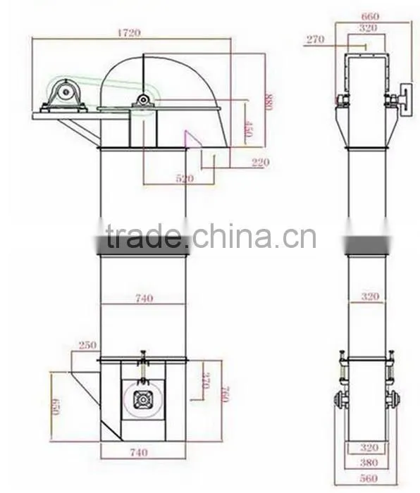 Alibaba China High Quality Bulk Powder Bucket Elevator
