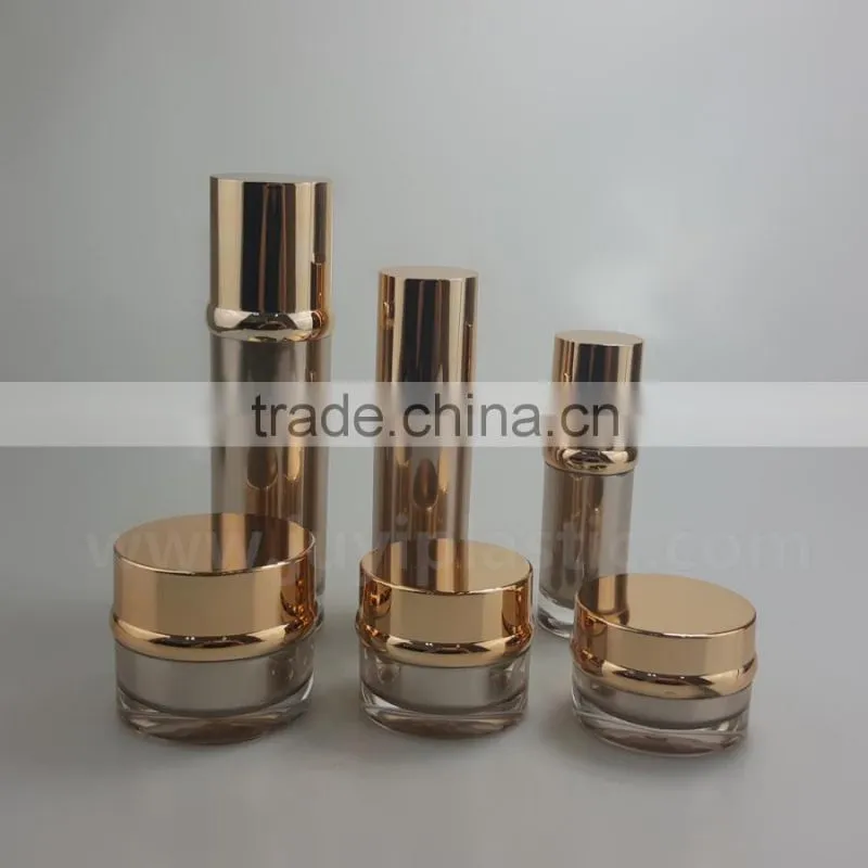 round shape cosmetic bottle and jars, acrylic bottle and face cream jars