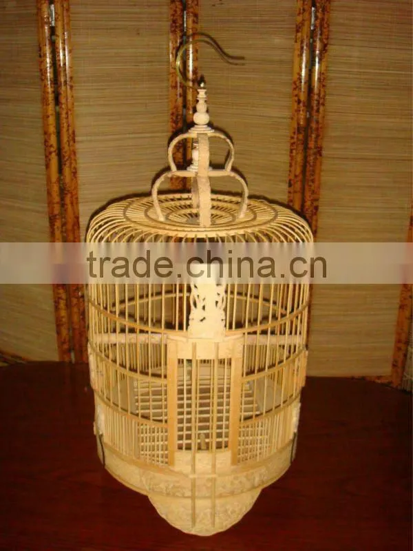 Outdoor handle wooden bird cage, handmade antique bird cage