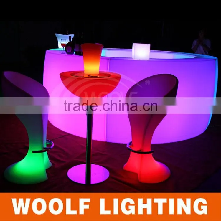 modern illuminated RGB high table LED round cocktail table