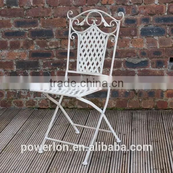 Antique cream wrought iron durable folding patio chair