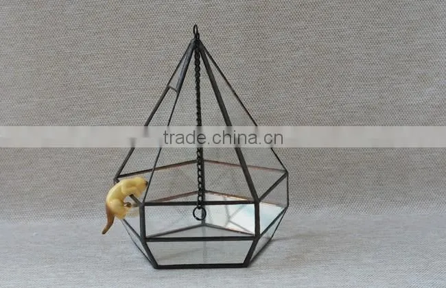 Micro indoor deocr landscape vase hanging geometric glass terrarium