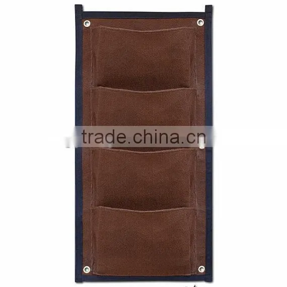 4 Pocket Vertical Wall Garden Plant Wall-mounted,Brown Vertical Garden Pocket Planters
