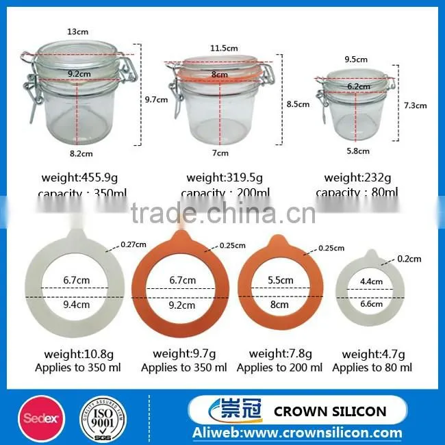 80ml 300ml 350 glass storage jar sealed cans with silicone seal rign