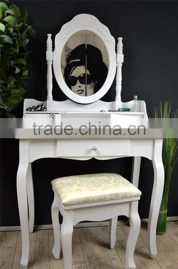 Jasmine Dressing Table Set With Adjustable Oval Mirror And Stool YD-E-1 Knock Down Package 90*40*148cm
