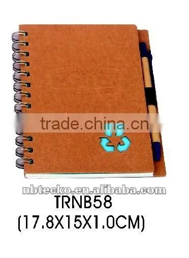Mini ECO friendly Recycled spiral paper notepad with recycled pen