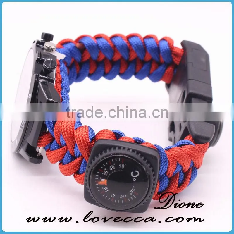 2017 New Style Climbing Camping Survival Bracelets Umbrella Rope Firestarter Life Saving Paracord Watch Band