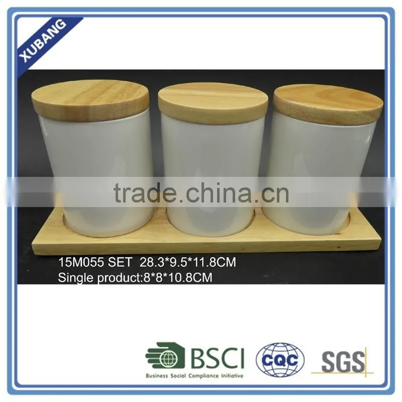 Heat Resistant White Ceramic Jar with bamboo lids