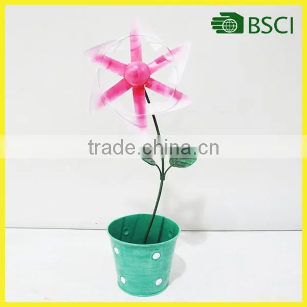 Cheap selling special lovely windmill with flower pot for garden decoration