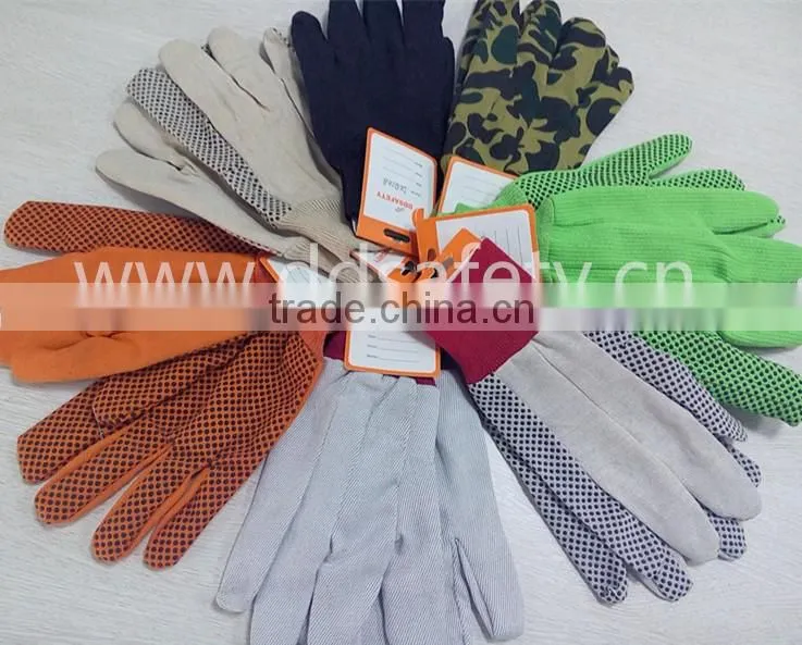 DDSAFETY 2017 Canvas Glove Knit Wrist Cotton Drill With Black Dots Working Safety Glove