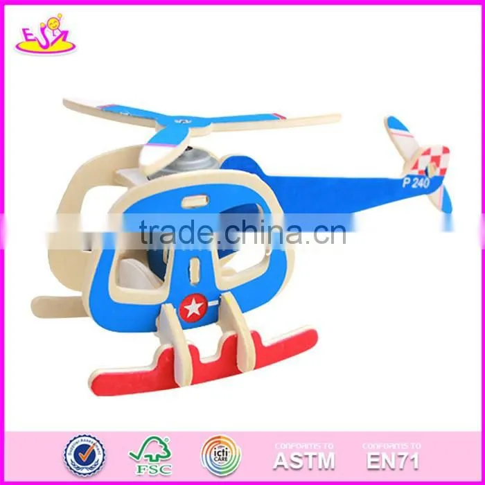 2017 New design diy assemble children wooden toy airplanes W03B065