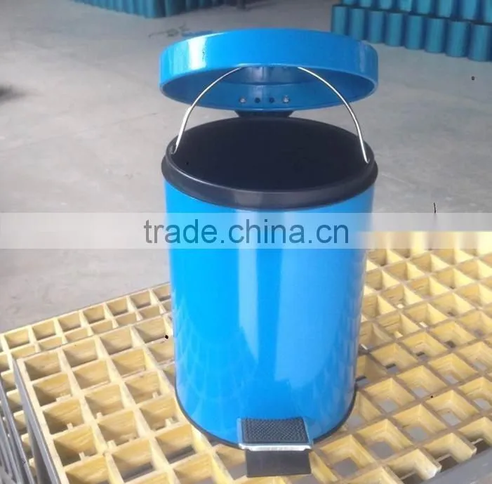blue color 410# stainless steel dustbin/trashcan with good quality
