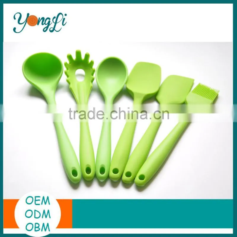 Chinese Eco-friendly Set of 6 piece Different Types Food Silicone Kitchen Utensils Tools