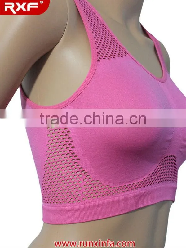 Ladies plain color seamless sport bra / sports bra with breathable mesh hole