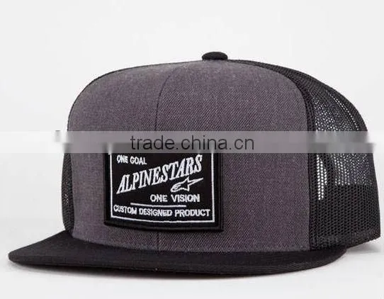 Custom Mesh Embroidery Patch Trucker Cap/Flat Brim Trucker Hat/Custom Rope Snapback Hat