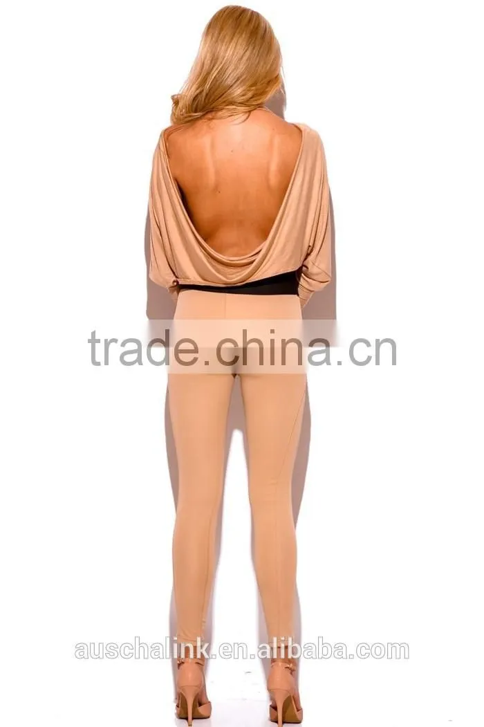 lady khaki beige banded high waisted skinny pants