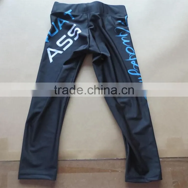 OEM 88% polyamide 12% elastane Compression legging fit tight fitness waist flag capri pants