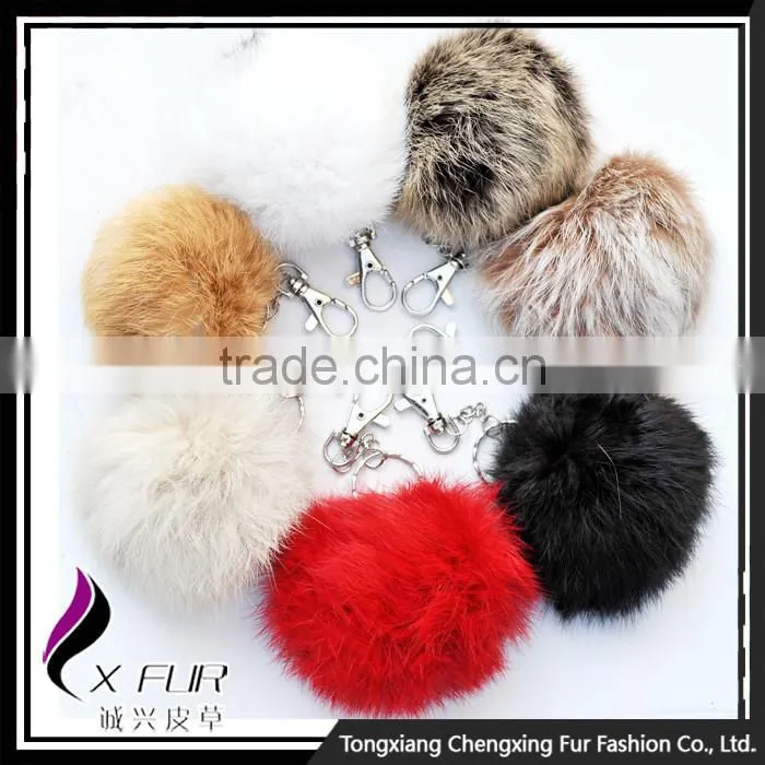 CX-R-36 Cute High Quality Genuine Rabbit Fur Ball Key Chain Keychain