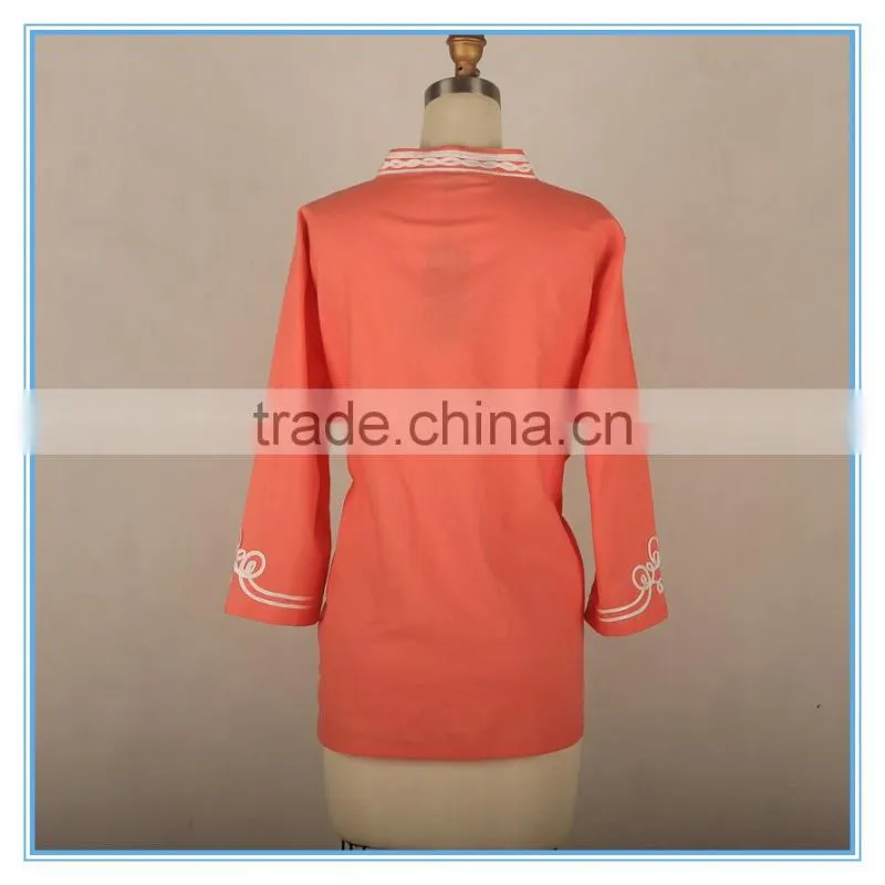 Hot Cotton Linen Clothing Plus Size Blouse Neck Embroidery Design