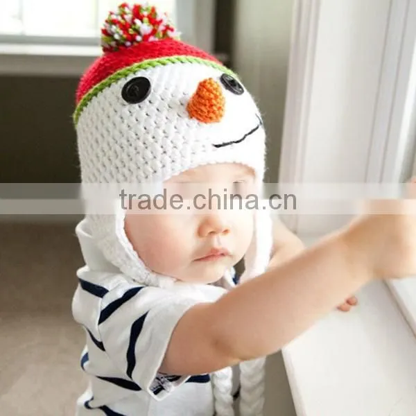 Handmade Funny Newborn baby snowman crochet hat pattern