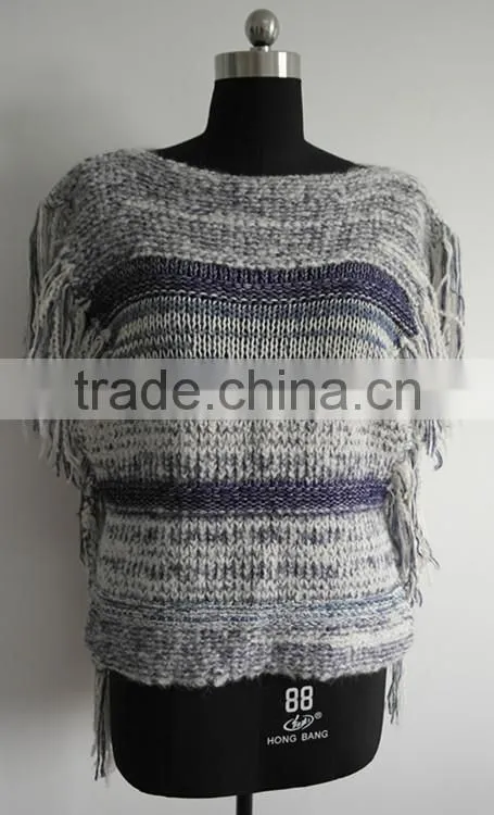 Fashion ladies knitted poncho sweater