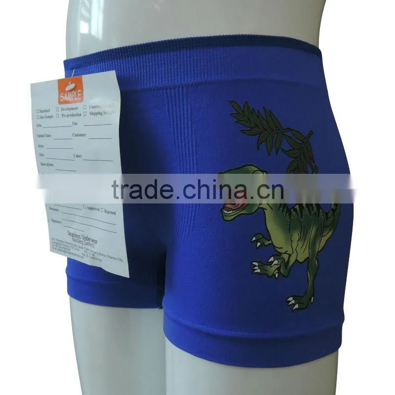 Seamless boy's underwear boxer shorts with dinasour print