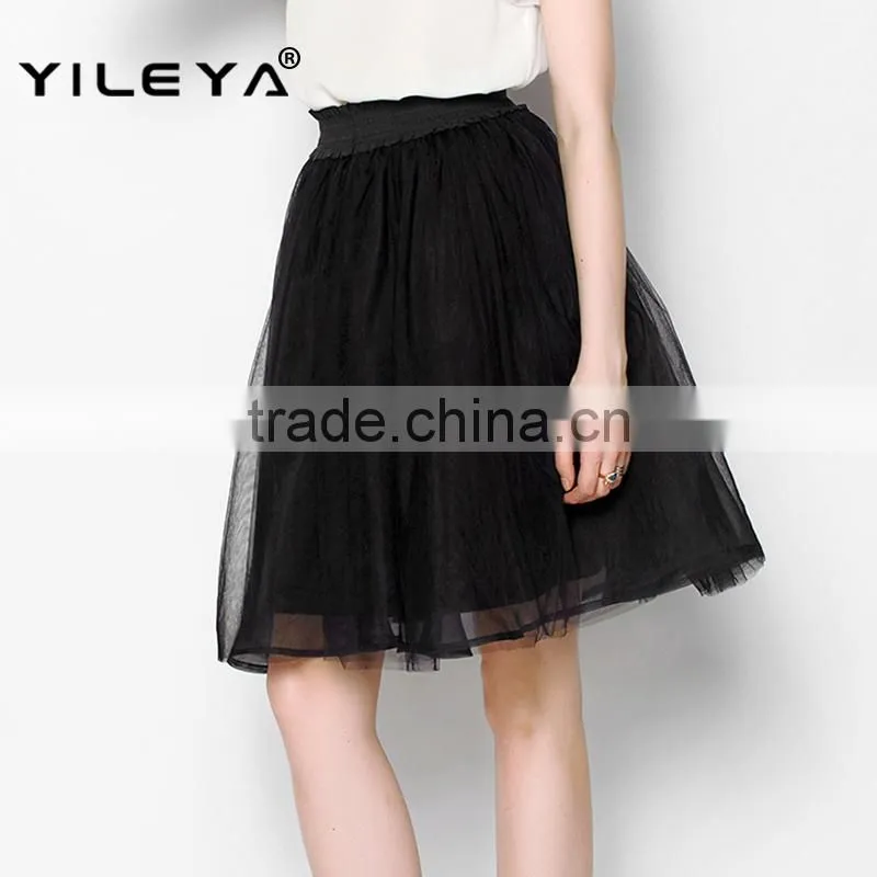 latest woman elastic waist muti layers white fluffy tutu skirt for adult