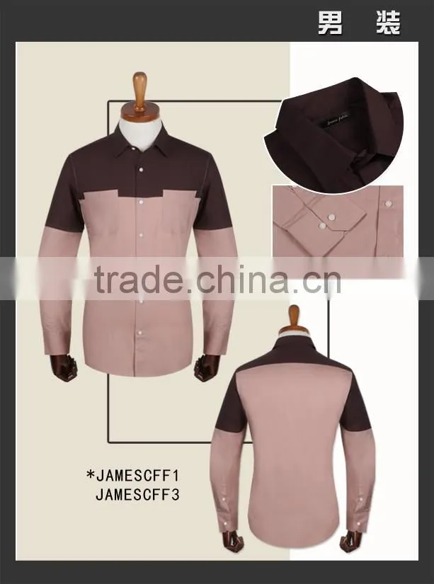 Latest fashion style special half contrast casual men cotton shirts