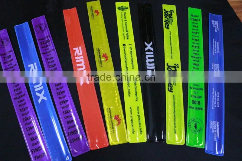 New design customized glow in the dark reflective running wristbands with printing logo