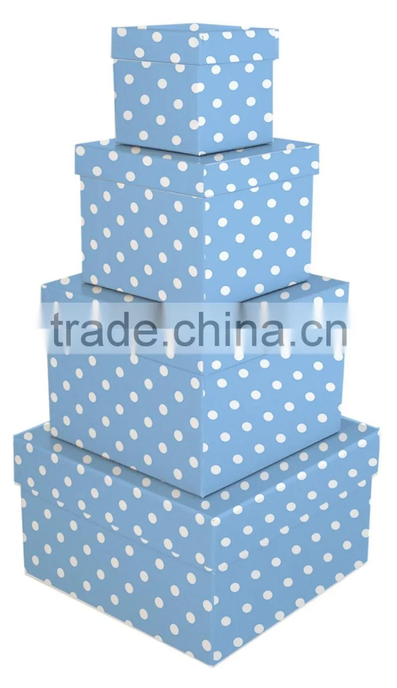 Simply Desk Nesting Boxes,Set Of 4 Nested Decorative Boxes,Pink/Blue Box Nest