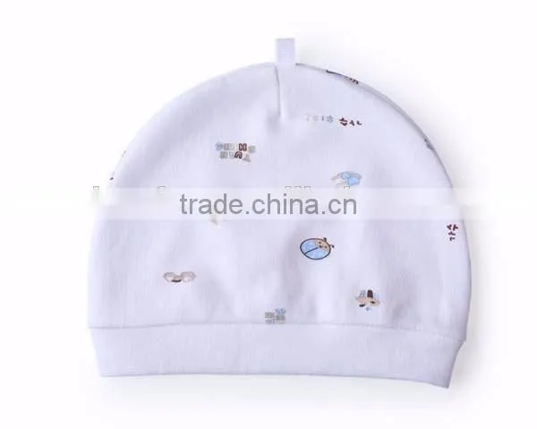 high quality kids beanie knitted dot printed 100% cotton baby hat
