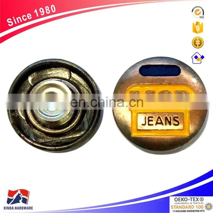 20mm Jeans Metal 3D Buttons, Brass Button And Rivet For Denim, Jackets