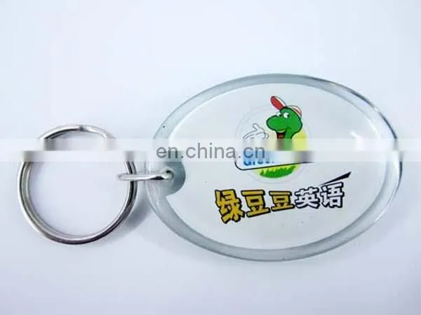 Oval shape custom card inserted Acrylic keychain
