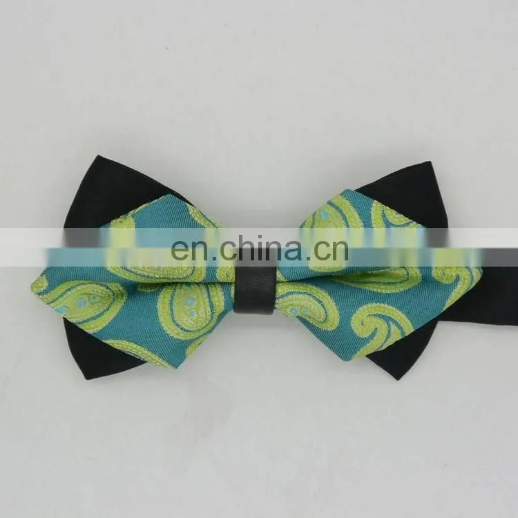 Fashion And Hot Sale Diamond Shape Green Paisley Bow Tie