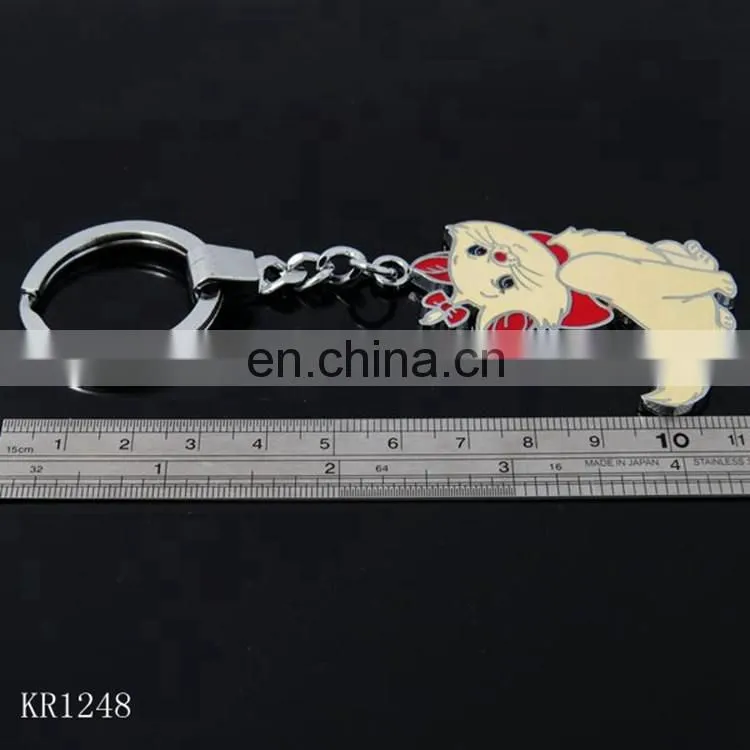 Custom Make Cute Cat Shaped Metal Keychain Key Ring Gifts