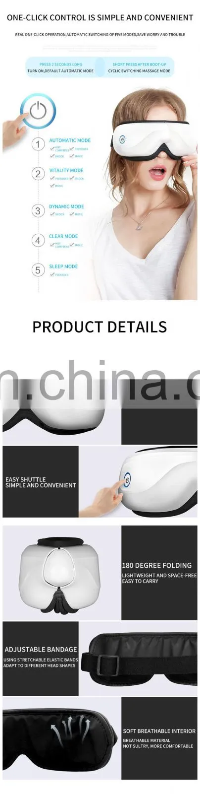 Wireless Bluetooth Electric Rechargeable Vibration Smart Eye Massager Heated