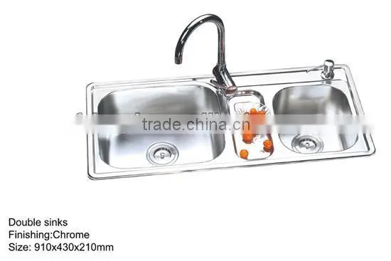 Under Mount Stainless Steel Laundry Sink Chrome Square Double Bowl Kitchen Sink with Faucet