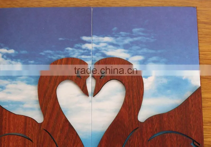 New Arrival Fancy Romantic Double Swan Wedding Invitation Cards Design